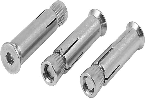 RANARA Stainless Steel Expansion Sleeve Anchor Screw Bolts,M6 x 40mm 304 Stainless Steel Hex Socket Drive Sleeve Anchor Expansion Bolt 3PCS(M6 x 40