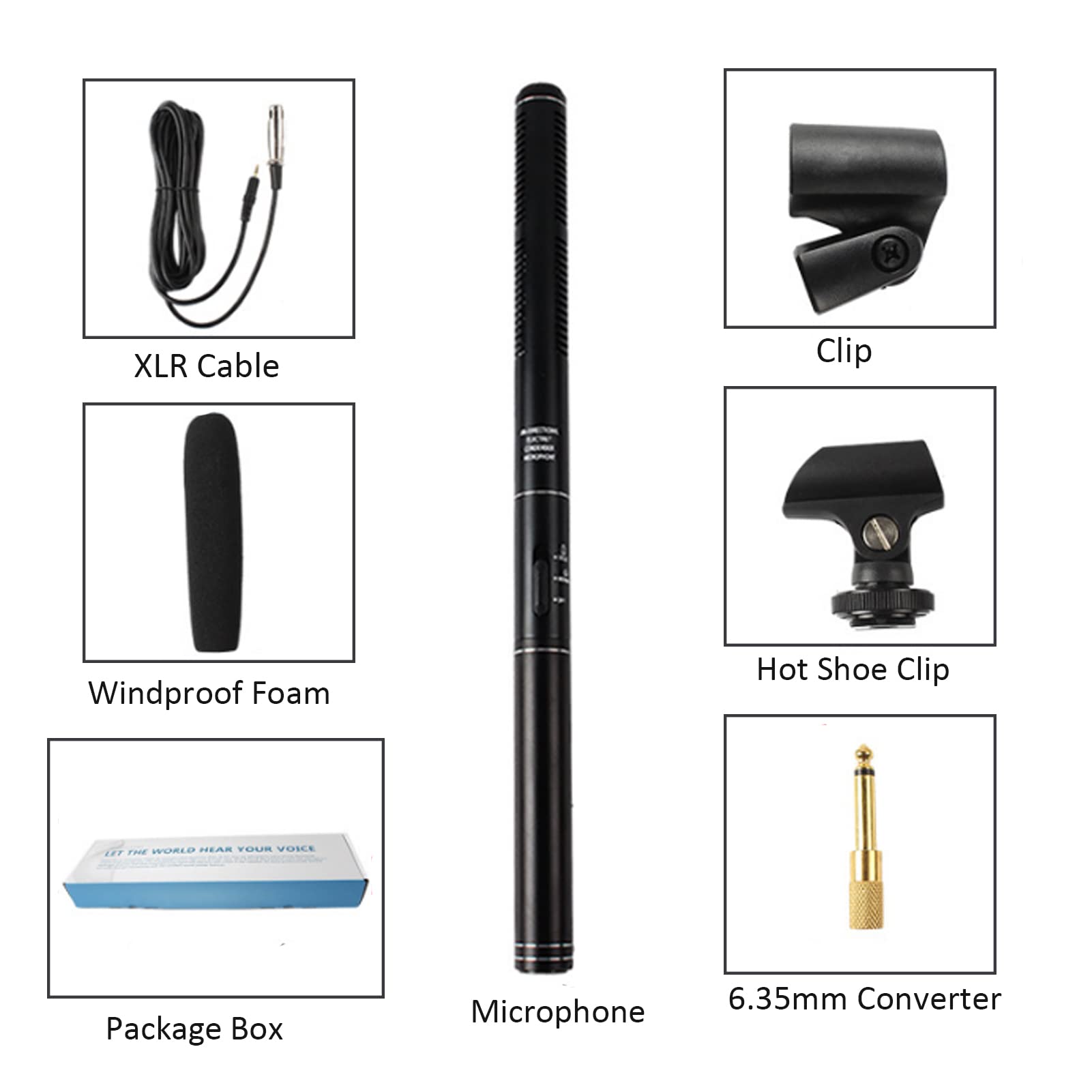 Micrófono de Entrevista, Micrófono de Escopeta de Condensador XLR con Cable de 36 Cm/14,2 Pulgadas, Micrófono de Cámara de Entrevista con Reducción de Ruido de Mano para Grabación, Discurso, Escenario