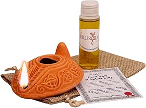Biblical Herodian Clay Oil Lamp & Bethlehem Olive Oil – Authentic Replica with Gift Bag & Certificate – Perfect Christian, Judaica, or Hanukkah Gift - Handmade in The Holy Land