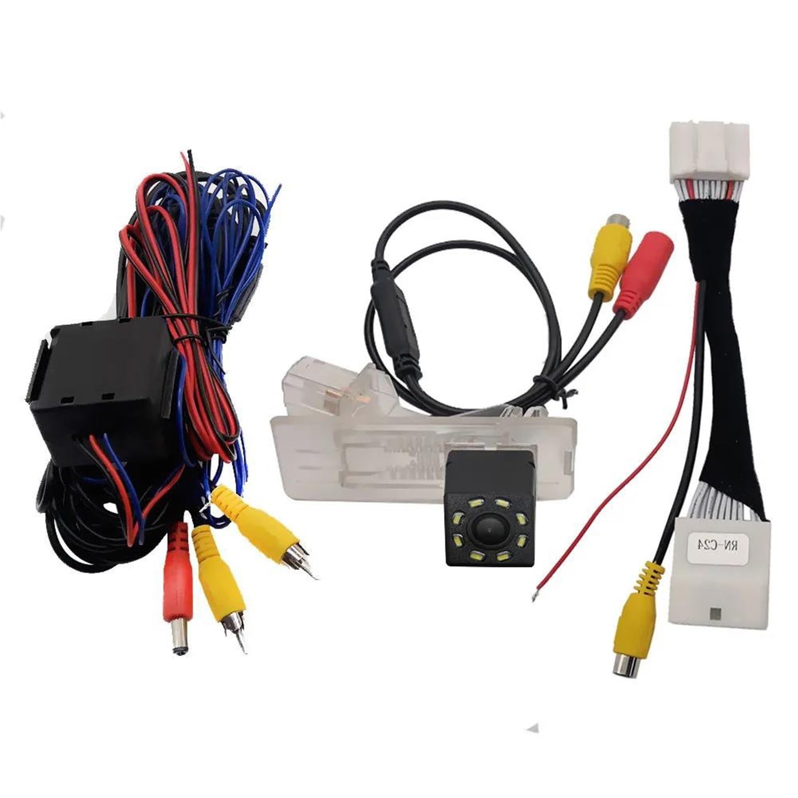 Wodoodporna kamera cofania kompatybilna z Dacia For Duster 2009-2016 2017 2018 2019 8 LED rybie oko dynamiczna trajektoria HD, widok z tyłu, kamera cofania (dynamiczna trajektoria) (stała linia