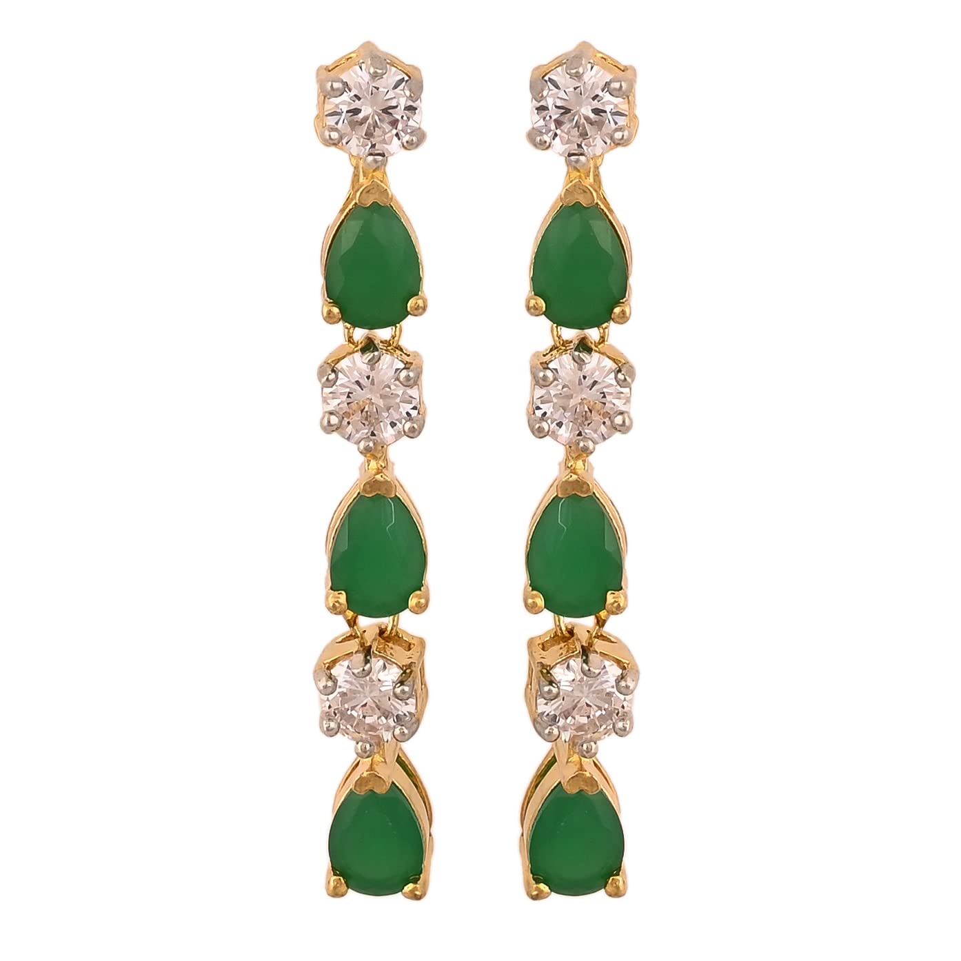 Ratnavali Jewels Set di gioielli tradizionali americani placcati in oro con diamante alla moda, collana e orecchini per donne/ragazze