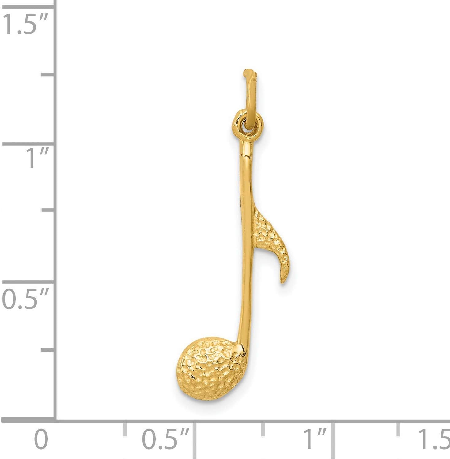 14k Yellow Gold Music Note Pendant for Women and Men - Textured Eighth Note Design Necklace Charm for Musicians, Music Lovers, Artistic Expression, Creative Jewelry, Unisex Symbolic Gold Accessory - Image 3