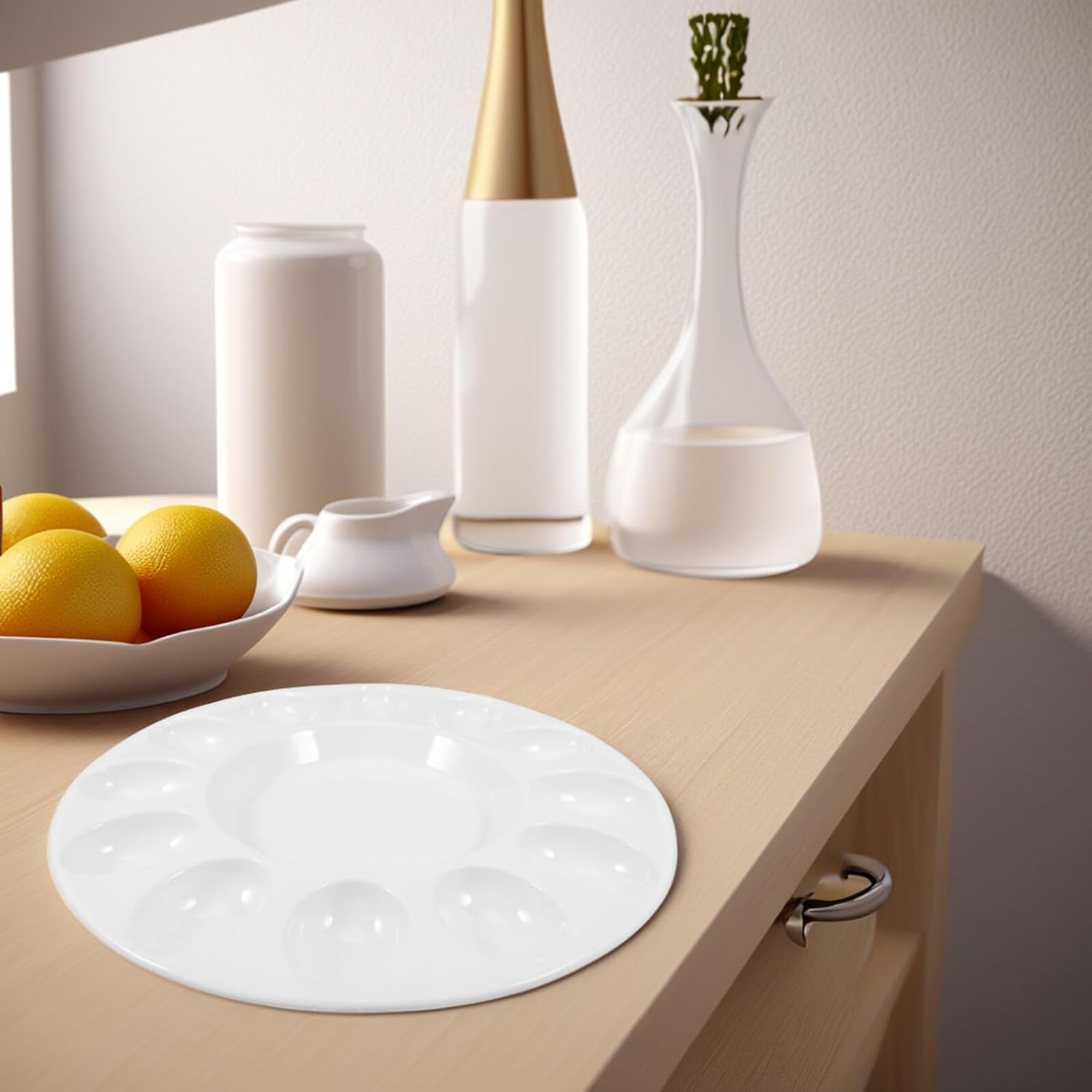 Ceramic Deviled Egg Tray Platter White Easter Egg Serving Dish for Party Dining Table Refrigerator Storage