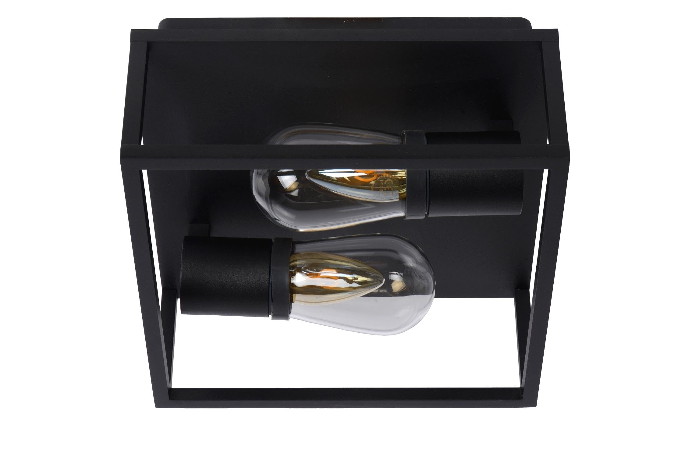 LUCIDE CARLYN - Deckenleuchte Badezimmer - 2xE14 - IP54 - Schwarz
