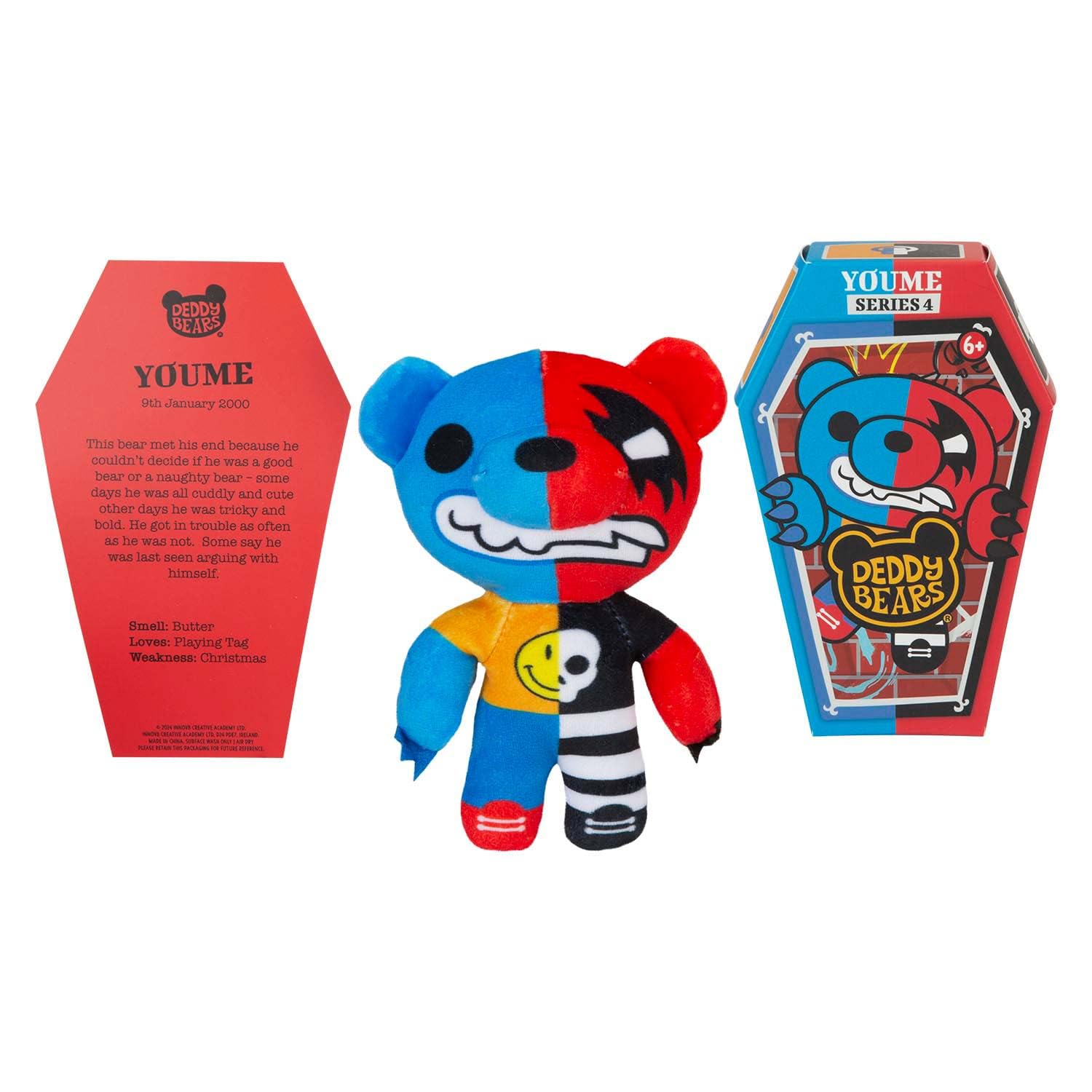 Deddy Bears Youme Soft Toy 14cm Coffin Box, Plush Idea Spooky Collectable - 15cm X 8cm Multi X 1