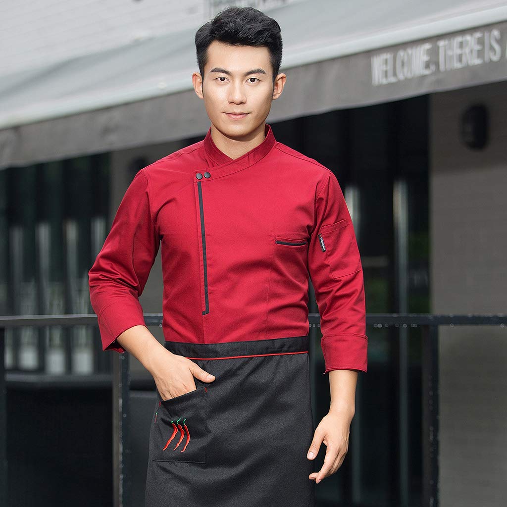 predolo Chaqueta de Manga Larga, Ropa de Cocina, Chaqueta de Gastronomía, Camisa, rojo, SG