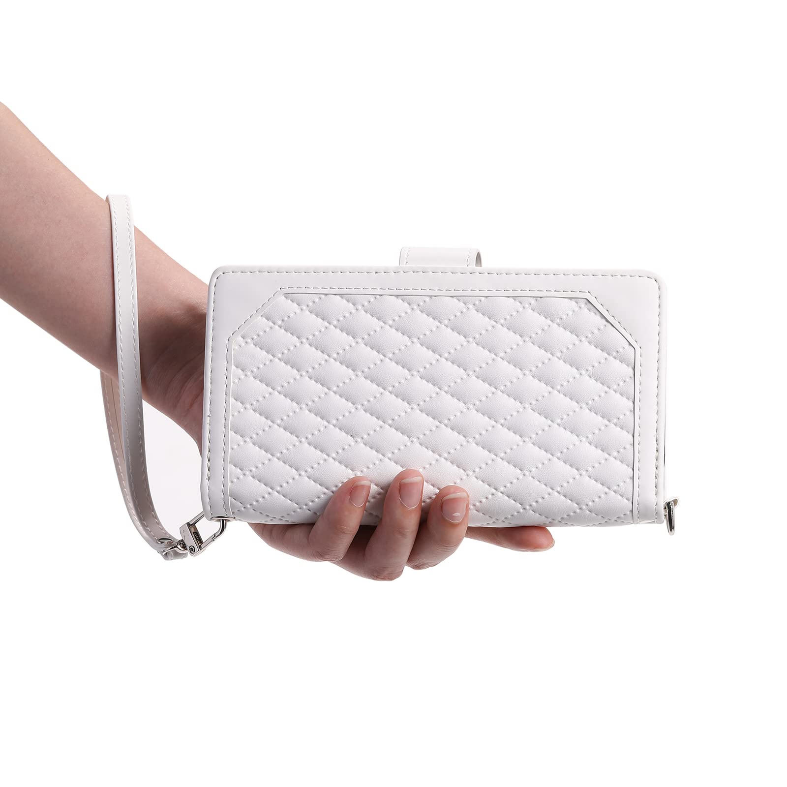 QLTYPRI Custodia a portafoglio per iPhone 11 (6,1 pollici), lussuosa custodia a portafoglio in pelle PU trapuntata con scomparti per carte da donna, custodia magnetica con cerniera e cinturino da