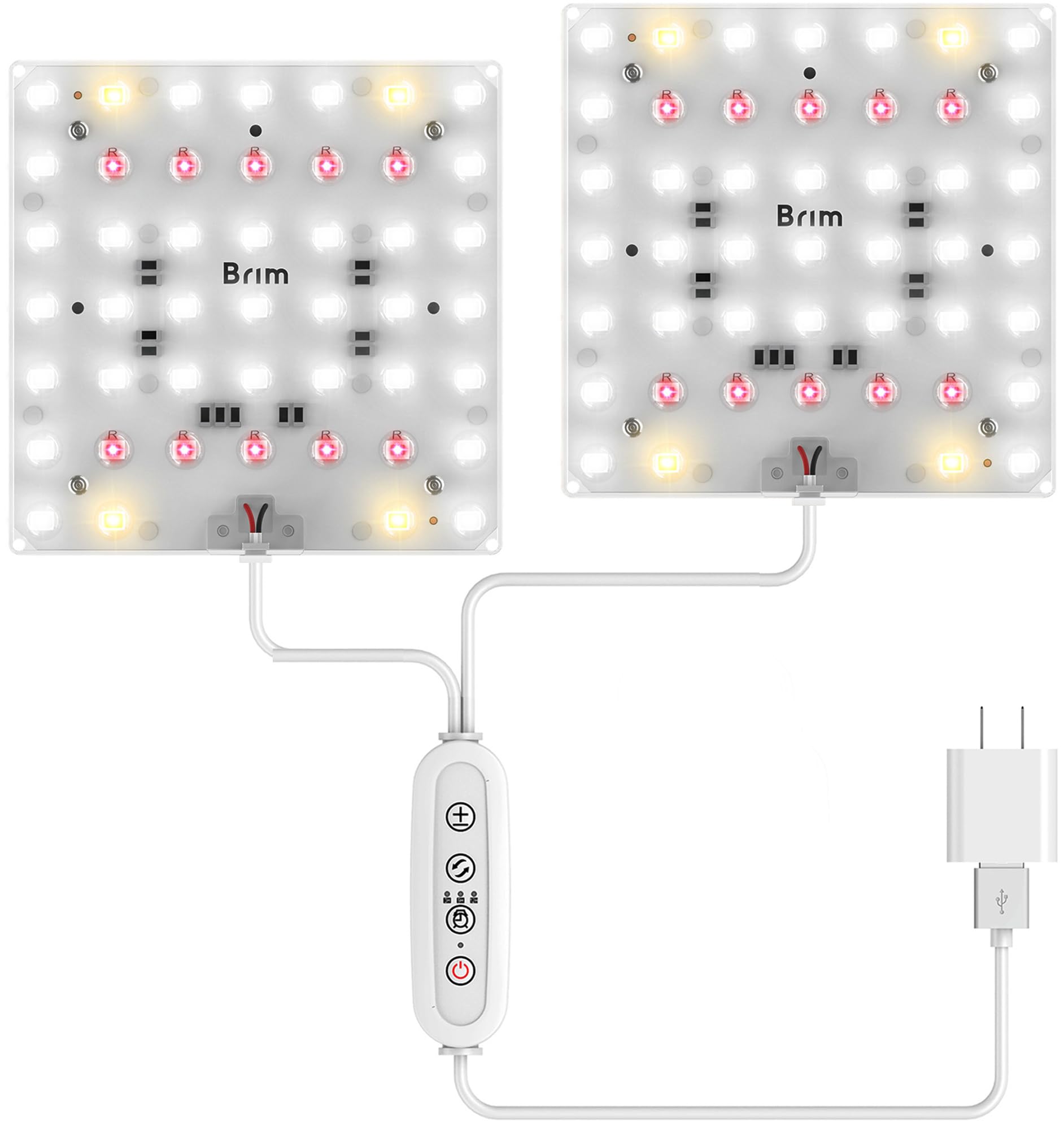 育成ライトセットLED14個パネル2個写真1、2全てセットです Amazon.co.jp: 【公式】BRIM(ブリム) PANEL DUO 植物育成ライト LED