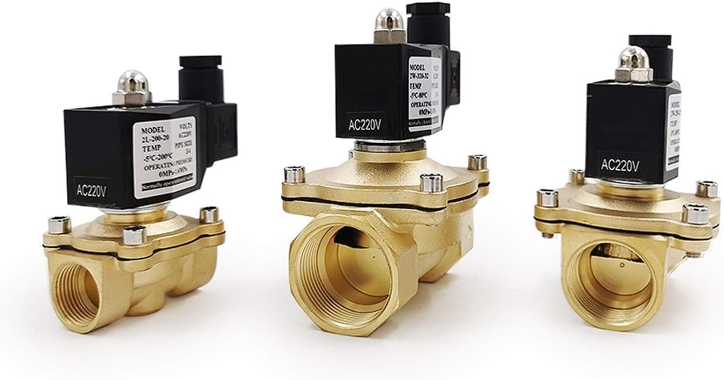 1/4 3/8 1/2 3/4 1 Inch Normally Close Brass Electric Solenoid Valve DN15 DN20 12V/24V/220V/110V for Water Oil Air IP65(OneColor,DN32)