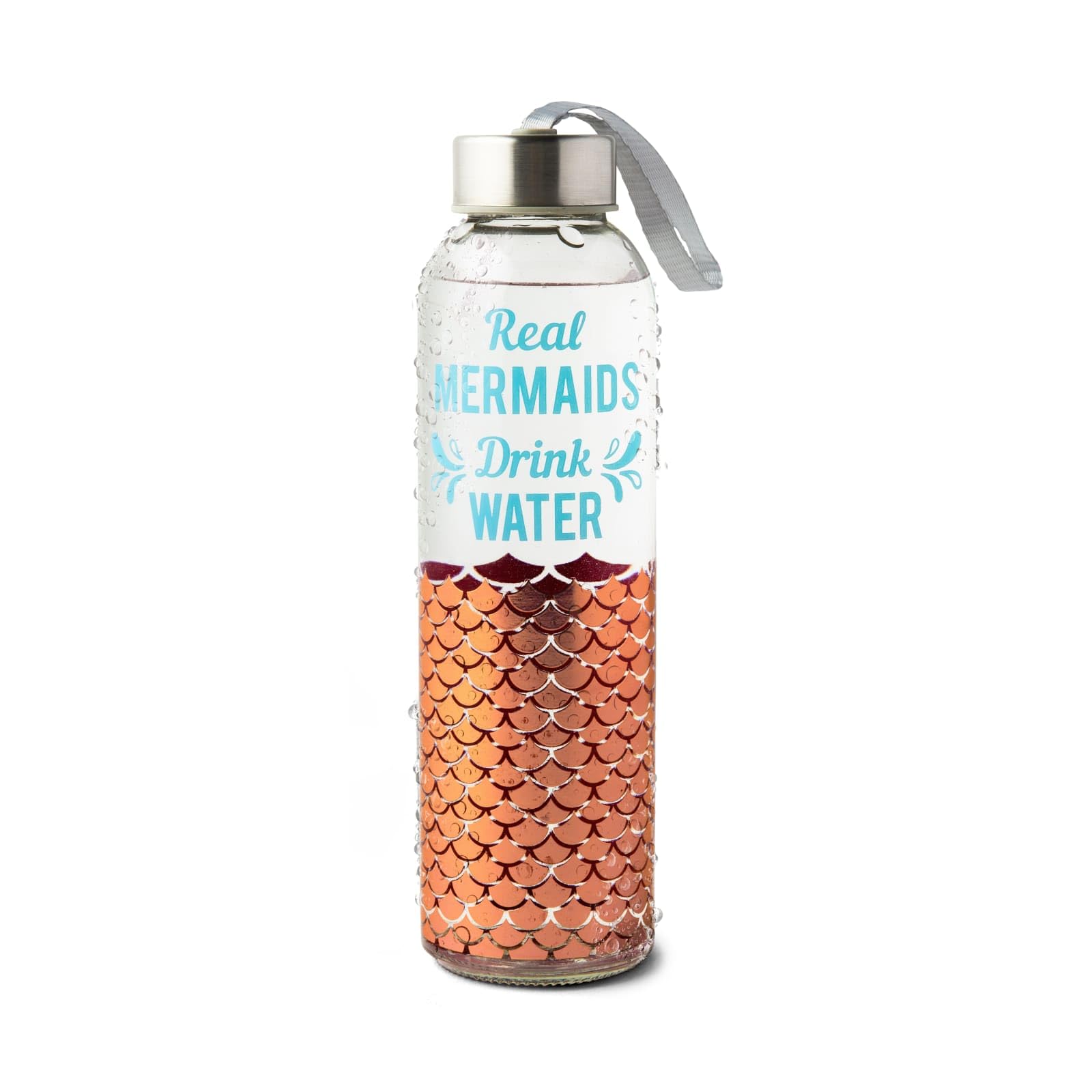 Bigmouth Clear, Blue And Bronze Inc Mermaid Glass Water Bottle