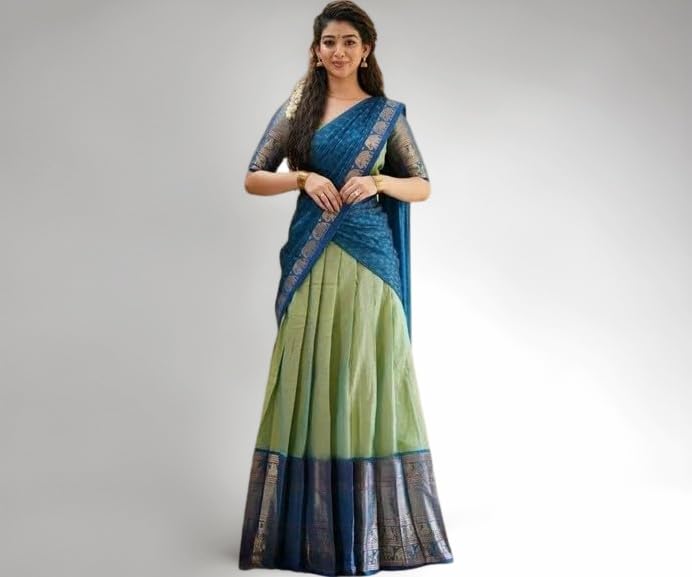 Faux Silk Pista South Indian Style Unstitched Traditional Lehenga Choli For Women