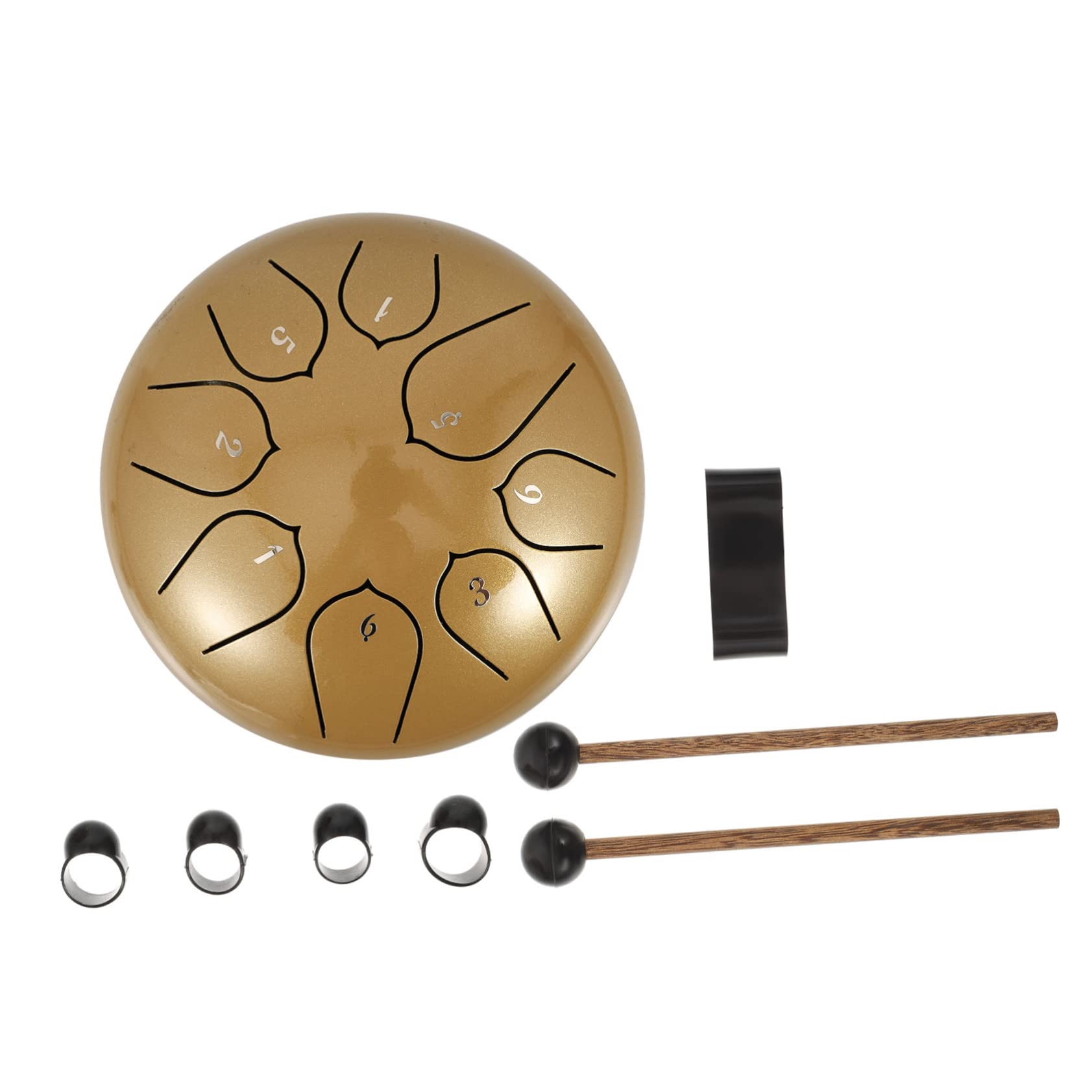Yardwe Drum Percussion 8-tone Ethereal Hand Drum Set Music Education Tool Smooth Surface Golden