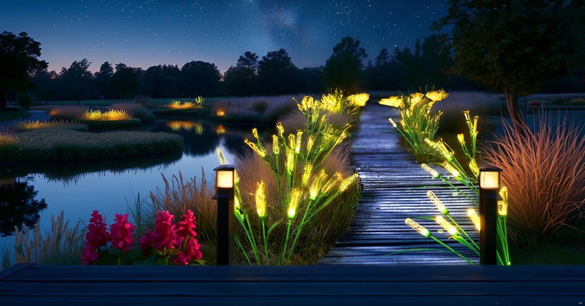 Solarne zewnętrzne lampy ogrodowe, ulepszone solarne światła LED kołyszące się do ogrodu, na patio, podwórko, ścieżkę, chodnik, wesele, przyjęcie, Boże Narodzenie, oświetlenie krajobrazu (2