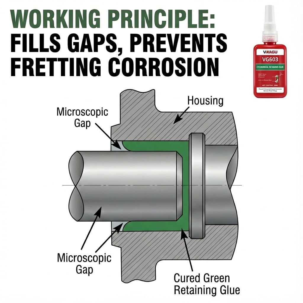 VG603 Retaining Compound (1.69 fl oz, 4 Pack), Industrial Grade Cylindrical Bonding Agent, High Strength & Oil Tolerant for Metal Fittings, Gears, Pulleys - MRO Workshop Supply