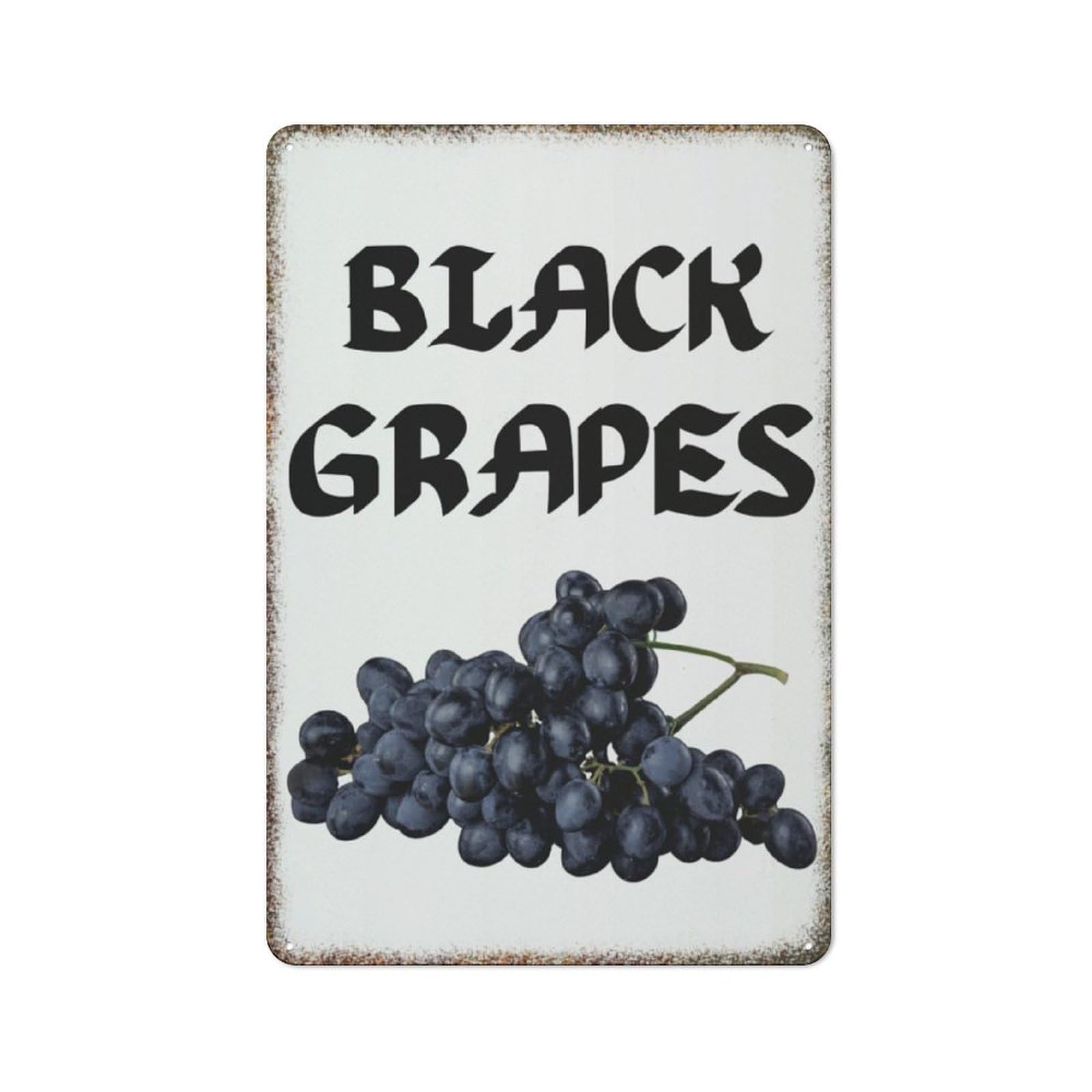 Sweet Black Grape Fruit Art Metal Sign Kindergarten Home Kitchen Elegant Guest Room Wall Decor 8x12 Inch