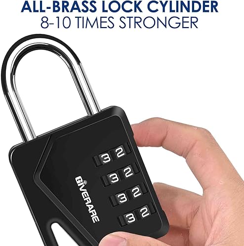 Miniatura 6 de Paquete de 2 cerraduras de combinación de 4 dígitos, candados de metal resistente, cerraduras de aleación para exteriores con grillete de acero