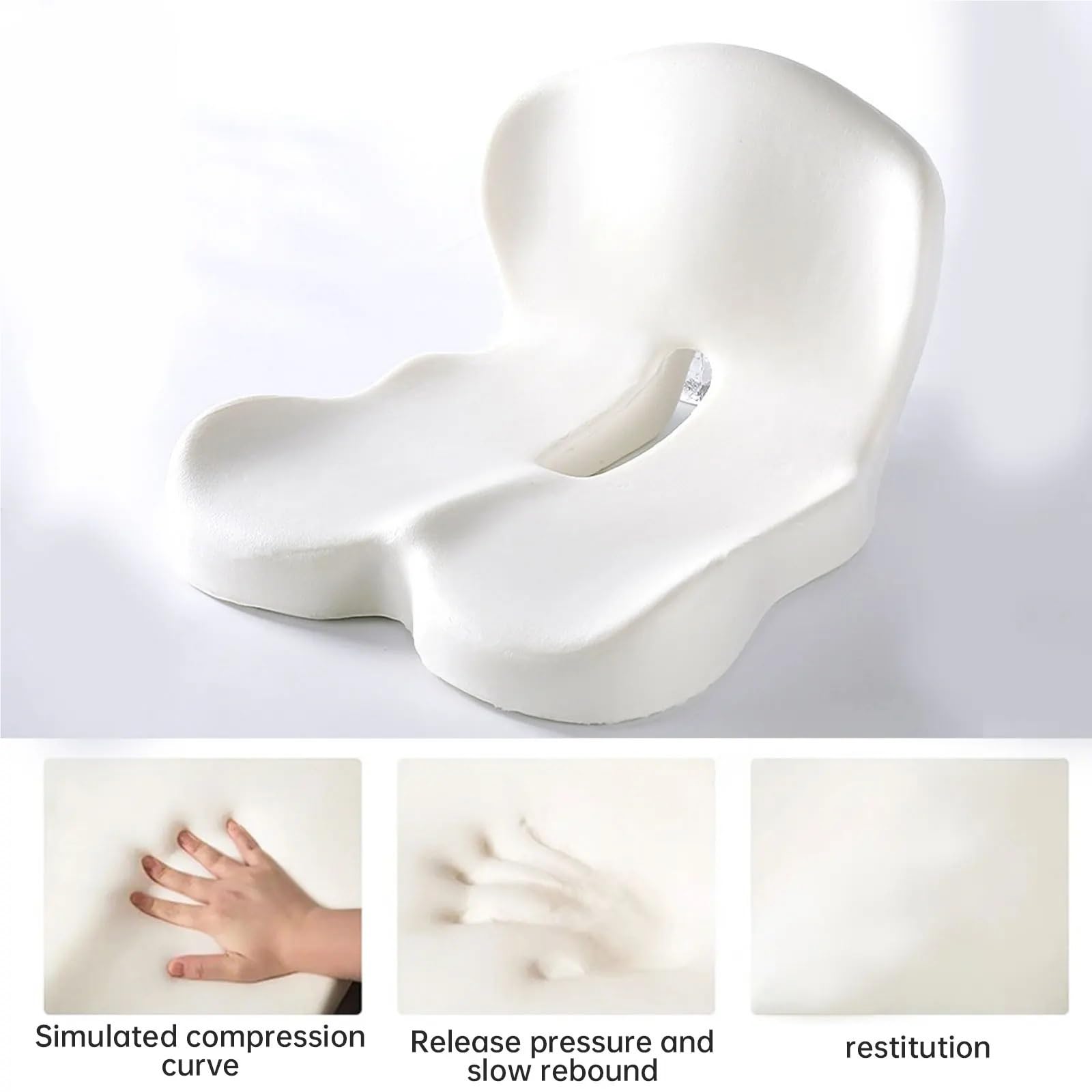 Memory Foam Sitzkissen Einteiliges Sitzkissen aus Memory-Schaum, Rückenlehne, Kissen, Bürostuhl for Studenten, Stuhlkissen, Auto-Taillen- und Gesäßkissen Für Bürostuhl(Blue)