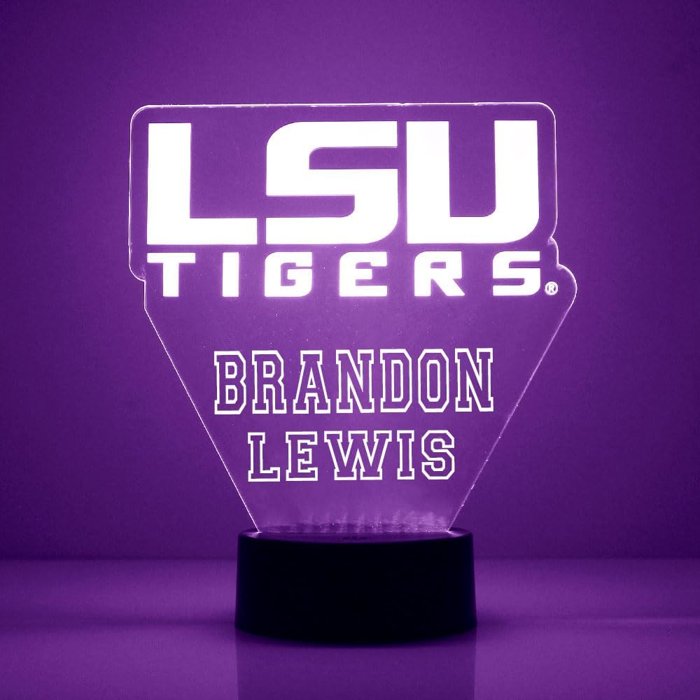 Custom Louisiana State University Tigers Letters LED Sign Night Light Lamp with Remote and Personalized Name or Image, Officially Licensed from the CLC by Mirror Magic Gifts, Made in the USA