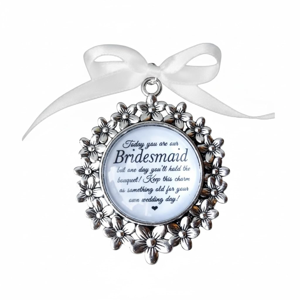 Rockshore Accessoires Flower Girl Bridesmaid or Maid Of Honour Bouquet Charm Something Old Quote Non Personalised Memory Keepsake Wedding Gift (Bridesmaid) — image 1