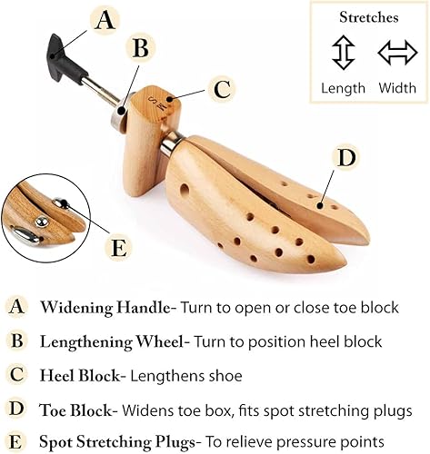 Miniatura 2 de Footfitter Estirador de zapatos premium profesional de dos lados para ancho y largo