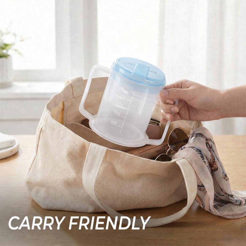 LIFE Healthcare 300ml Non-Spill Two-Handled Drinking Cup for Elderly Adults