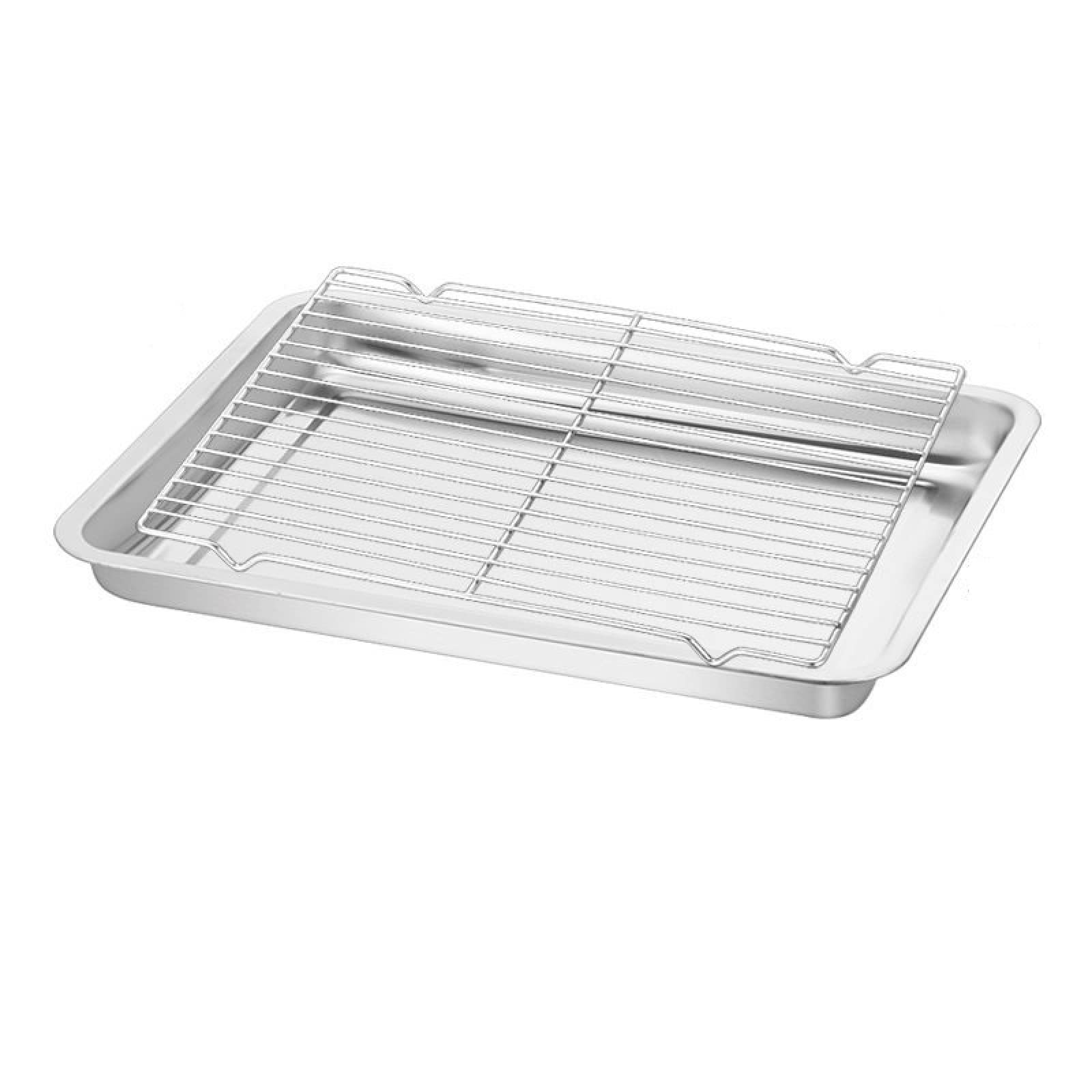 Bandeja para hornear Platos de almacenamiento rectangulares de metal Bandeja de horno Bandeja de filtro de aceite Sartén de acero inoxidable para hornear Rejilla de enfriamiento de alambre 1