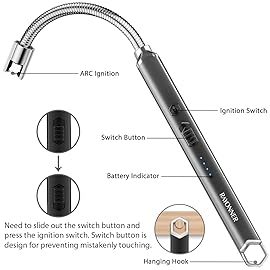 RAYONNER Lighter Electric Candle Lighter Rechargeable USB Lighter Long Flexible Neck Lighter Christmas Stocking Stuffers Gifts for Women Men Adults Rechargeable USB (Black)