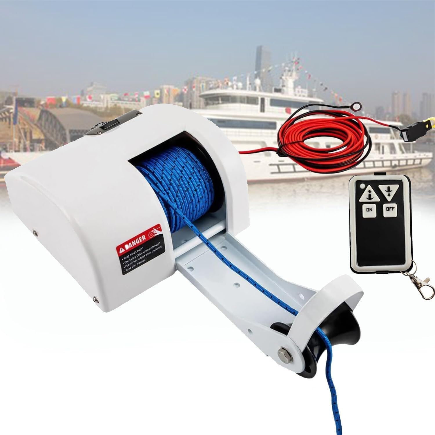 Marine Boat Electric Anchor Winch,12v Saltwater Boat Windlass Anchor Winch Kit,Heavy Duty Towing Winches for Fishing Boat