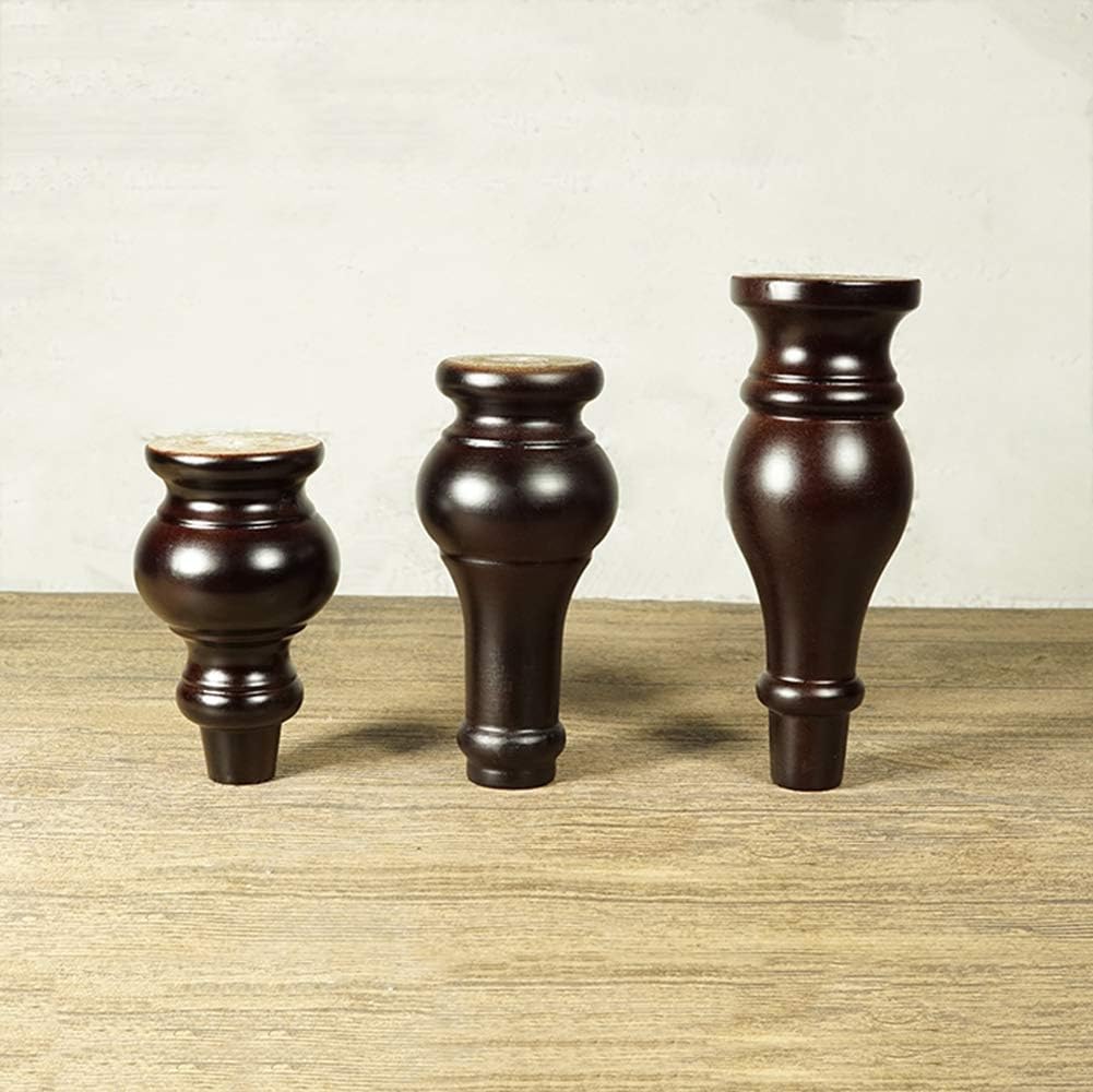 Furniture legs Sofa Foot Solid Wood Tea Table Legs Stool Foot Table Legs Dark Brown Iron Plate Screw Foot pad 4 Pieces