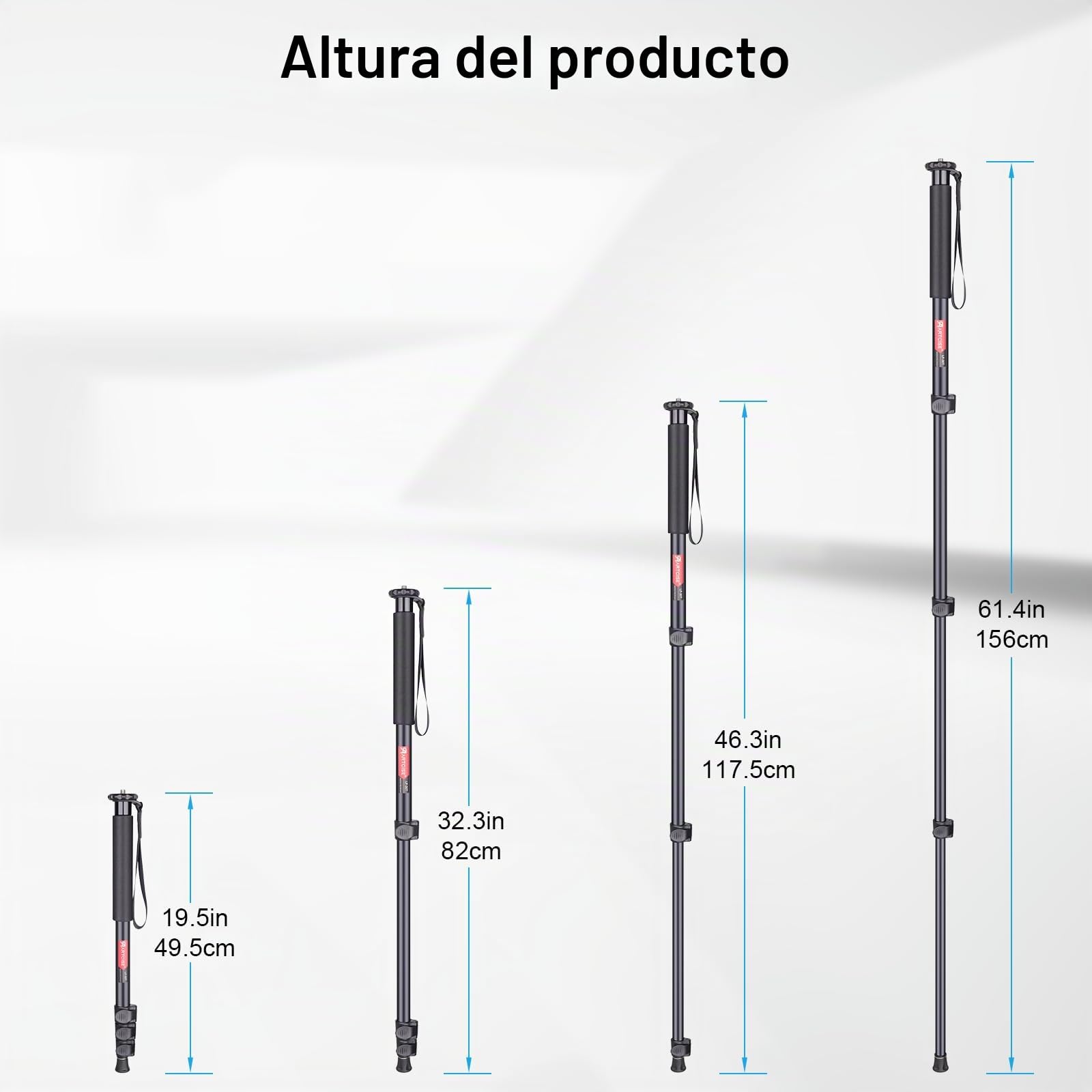 ARTCISE Monopod para cámara, 156 cm, aleación de aluminio, monopié compacto con altura de 4 secciones, soporte de viaje ligero para cámara DSLR, capacidad de carga 15 kg