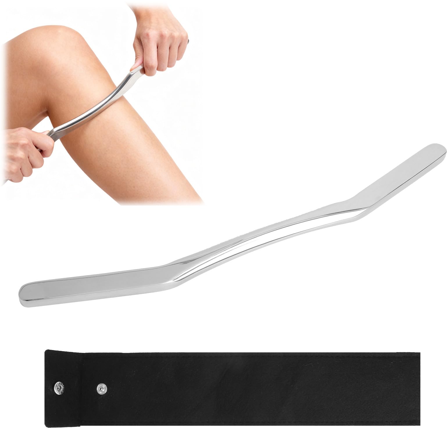 Guasha Acciaio Inox Guasha Acciaio Inox Gua Sha Acciaio - Strumento in Acciaio 316, 30 cm, 8 mm, Impugnatura Ergonomica - Per Sport, Fitness, Mobilità, Schiena e Gambe