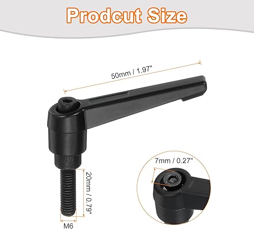 Miniatura 8 de uxcell 3 perillas ajustables M8 x 3.150 in, mango de rosca macho, botón de trinquete de liberación rápida, perno giratorio para maquinaria de torno,