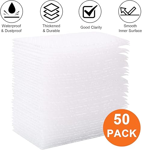 Miniatura 2 de Paquete de 50 bolsas de burbujas autosellantes de 6 x 8 pulgadas, bolsas de burbujas pequeñas de doble pared, bolsas de amortiguación de burbujas