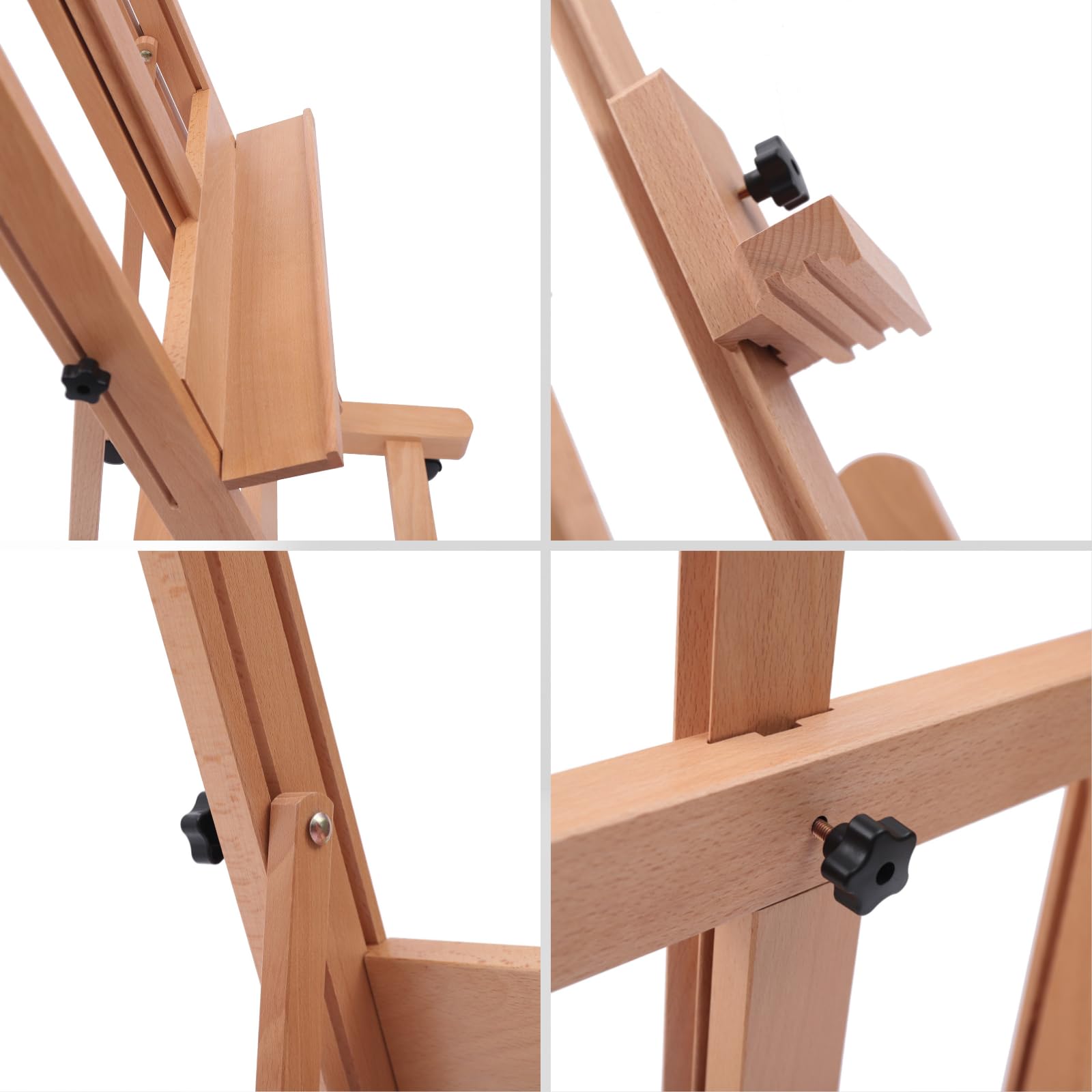 Caballete de estudio con marco en H, Caballete de arte profesional con ruedas (fijador), altura ajustable de madera de haya, caballete de bocetos para pintura al óleo, bocetos publicitarios, etc