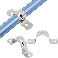 Vista 4 de Abrazadera de conducto M32 (1-1/4 pulgadas), 32 piezas, correa de acero inoxidable de 2 agujeros, soporte en U, abrazadera de correa rígida