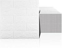Sodeno 40-Pack White 3D Peel and Stick Brick Wall Panels - 58 Sq Ft Waterproof PE Foam Wallpaper for Easy Home Decor