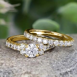 2pcs/set White Gold Plated Shining Cubic Zirconia Inlaid Exquisite Engagement Ring Set Wedding Bridal Band Promise Rings Evening Parties Anniversary Valentine's Day Gifts Eternity Bands for Women