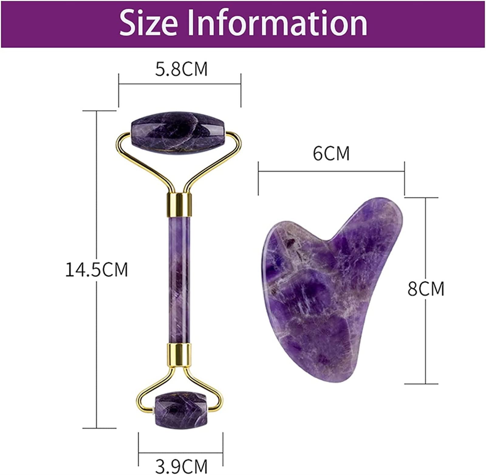 Amatista Piedra en bruto Amatista Masajeador Piedra natural Rodillo facial Conjunto de herramientas Gua Sha SPA Acupuntura Raspado Cristal Cuerpo Cara Cuidado de la salud Masaje decoración de la habit