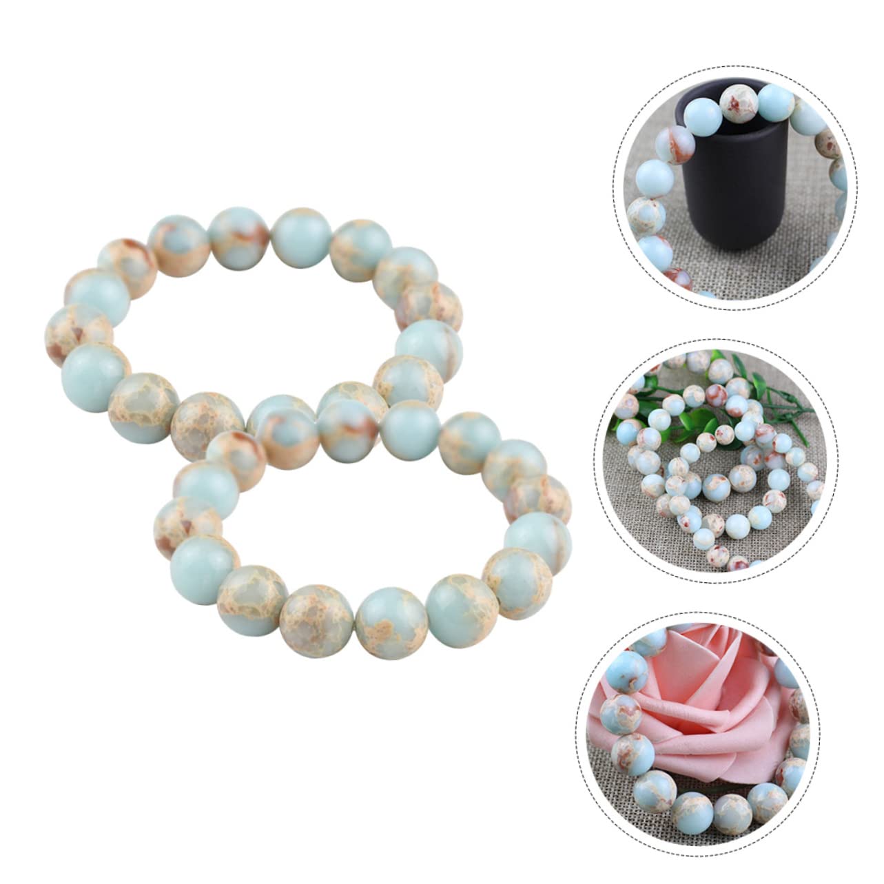 CCXXYGWJ Schmuck Blaues Armband Perle Mädchen Perlen Natürliche Miss Runde Perlen