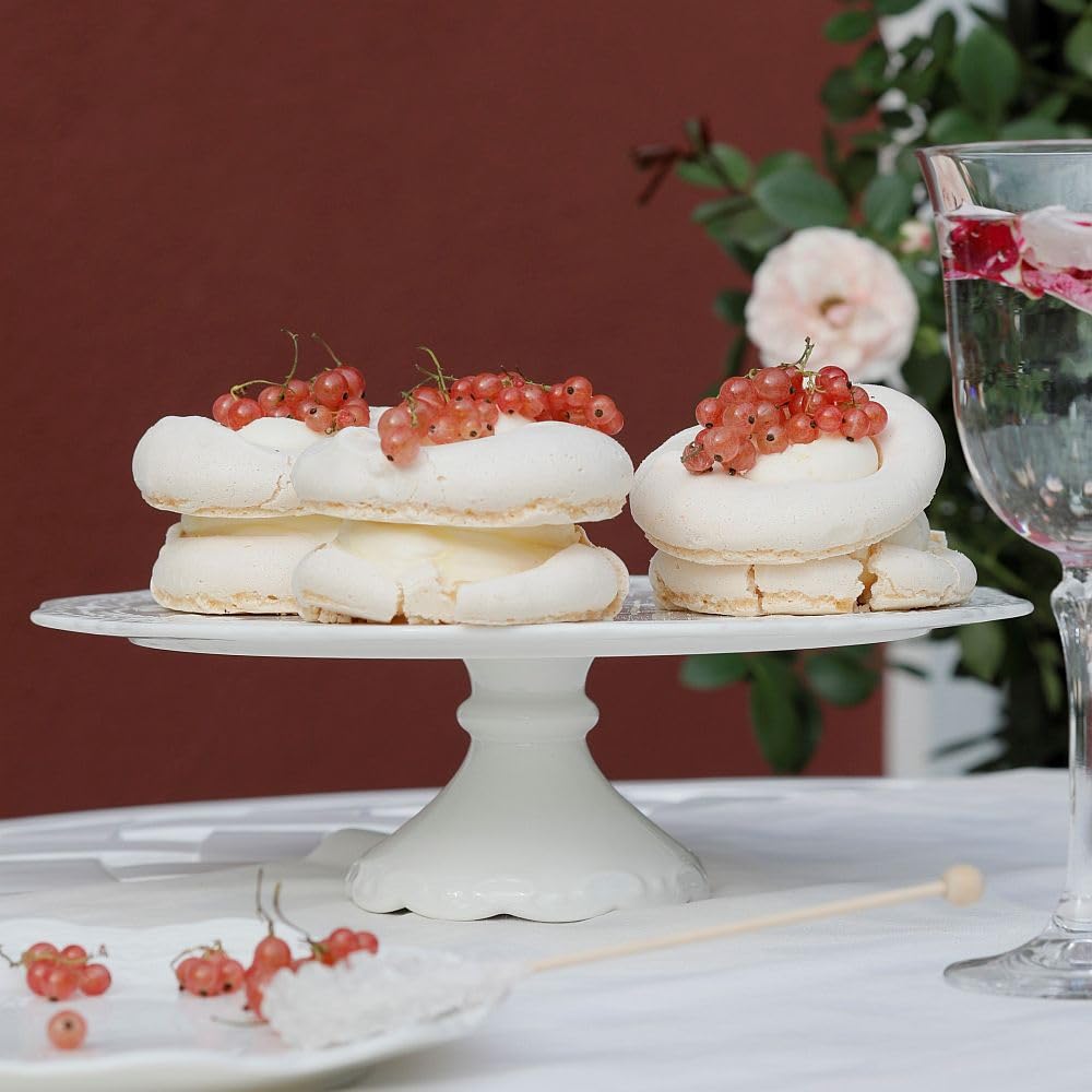 VILLA ITALIA Tortenständer aus Porzellan 29 cm Aurelia - Runder Teller aus verstärktem Porzellan, Ideal für Feierlichkeiten zu Hause, Spülmaschinenfest