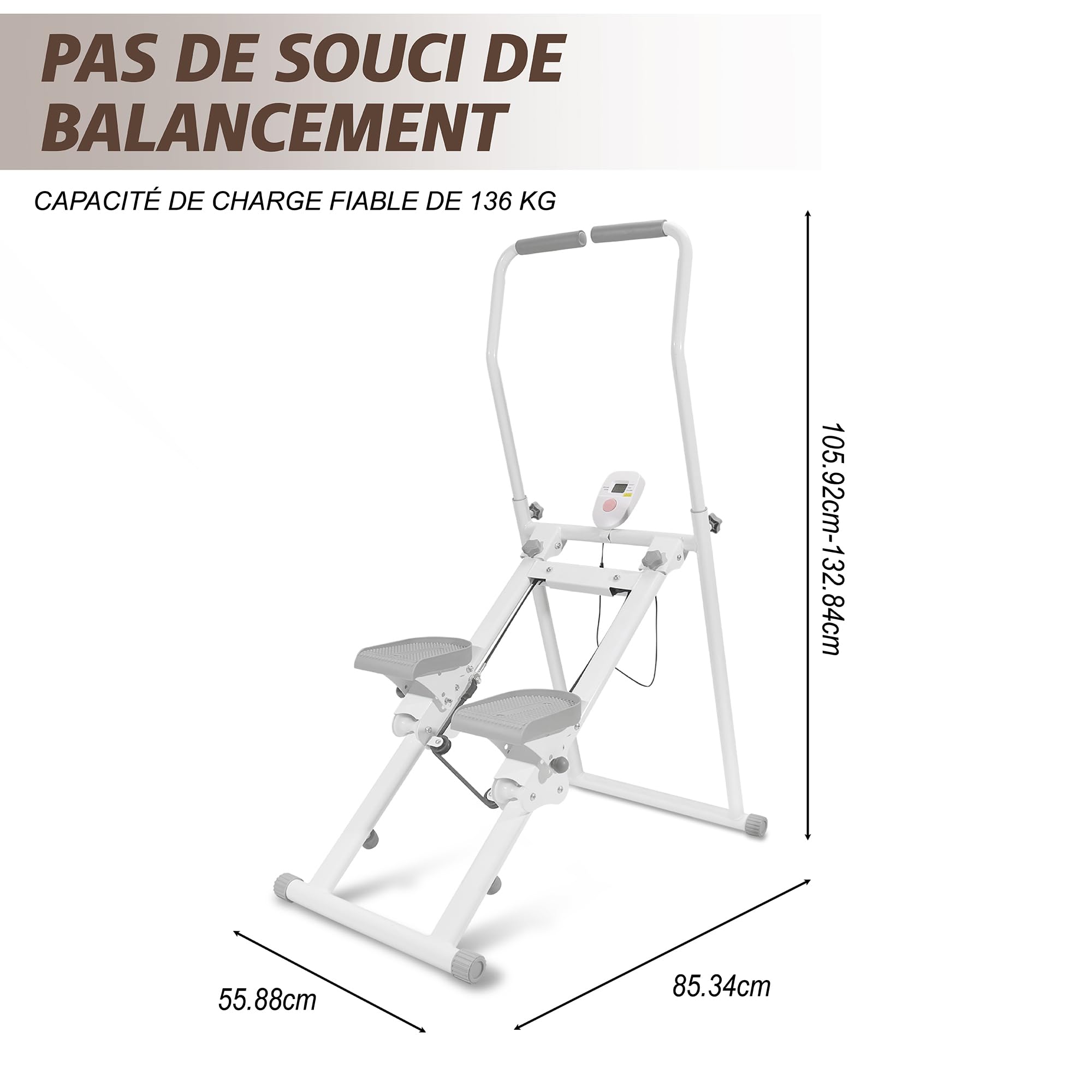 Stepper de Fitness – Amélioration de l'escalier Vertical en Tant Que Machine d'entraînement pour des Exercices corporels complets Plateforme de poignée réglable