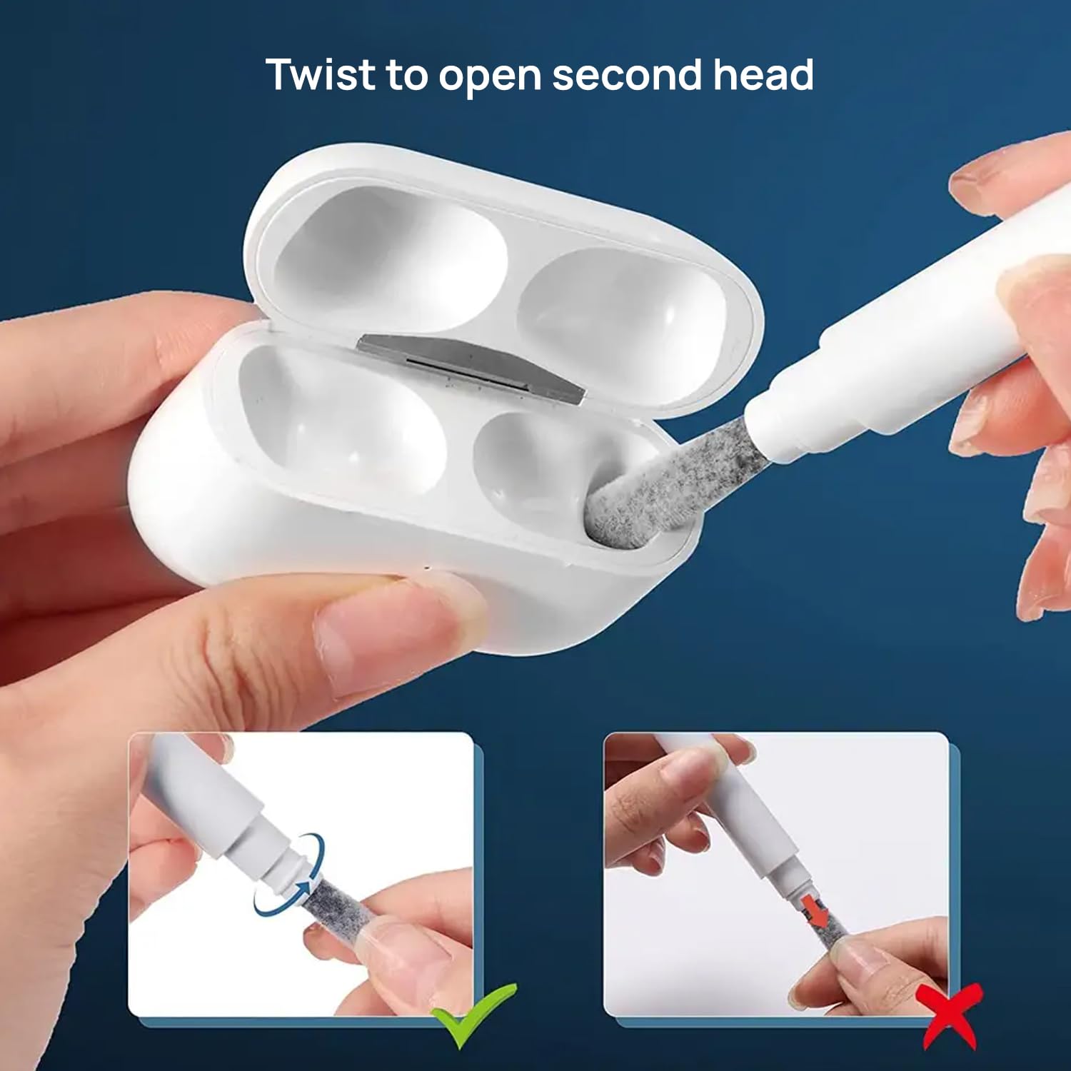 AnHome Airpod Cleaner Kit Cleaning Tool 3 in 1 for Airpods iPhone Earbud Case with Soft Brush Flocking Sponge Clean, Multi-Function Cleaners Pen Ear Bud Air Pod Pro Headphone Phone Speaker Earbuds