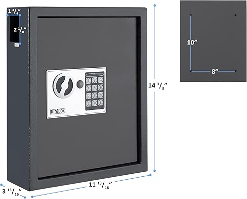 Miniatura 5 de Durabox Armario de 40 llaves con cerradura digital, caja fuerte para llaves electrónicas, caja de seguridad de acero con ranura para caídas para