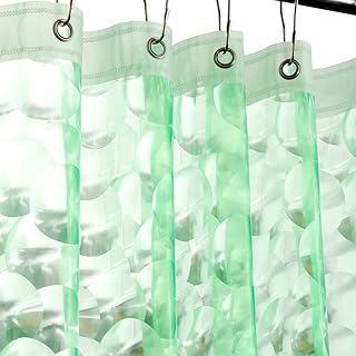 Ga-Geetopia EVA 3D Green Pearl Water Cube Plastic Shower Curtain Liner - Premium Lightweight 72" x 72" Bathroom Shower Showroom Curtain Liner with Rustproof Metal Gromments and Weighted Magnet