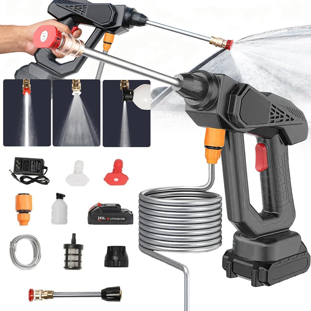 KEPEAK Cordless Pressure Washer Gun, Battery Power Washer, 870 PSI High Pressure Cordless Power Washer, Portable Pressure Washer with 2 Battery, Handheld Power Washer for Car, Garden, Home, Floor