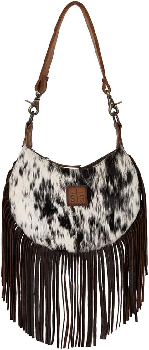 STS Cowhide Nellie Fringe Bag, Color: Tornado/Cowhide (STS-30603)