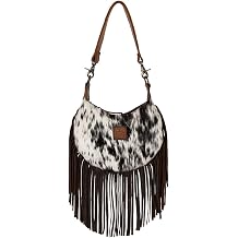 STS Cowhide Nellie Fringe Bag, Color Tornado/Cowhide STS-30603