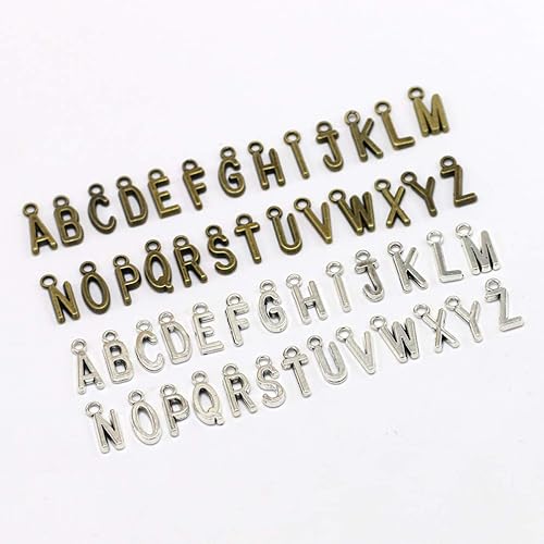 Miniatura 5 de EXCEART Colgantes de letras de metal, colgantes ingleses, dijes de letras de acero inoxidable con anillo de salto para pulseras, collares, aretes,