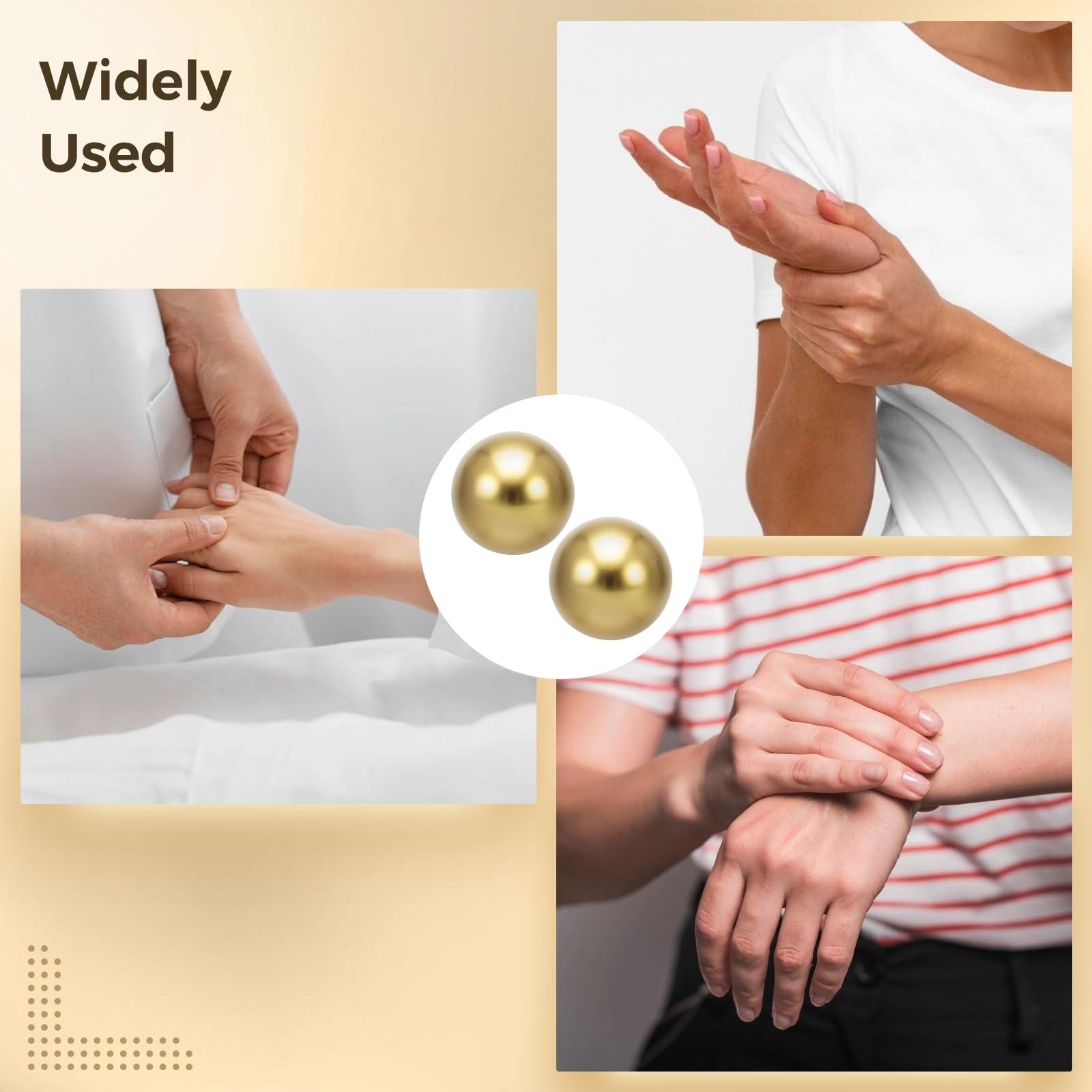 2 szt. mosiężnych piłek do ćwiczeń rąk, mosiężne piłki do ćwiczeń ręcznych, piłki do ćwiczeń metalowych, 3 cm, woreczek ze sznurkiem, piłki fitness, piłki do masażu dłoni