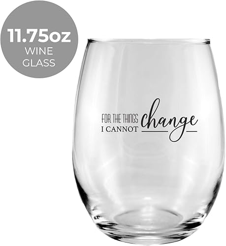 Miniatura 3 de Set de regalo de taza de café y copa de vino sin tallo con texto en inglés "For The Things I Can And Cannot Change", divertido combo de taza